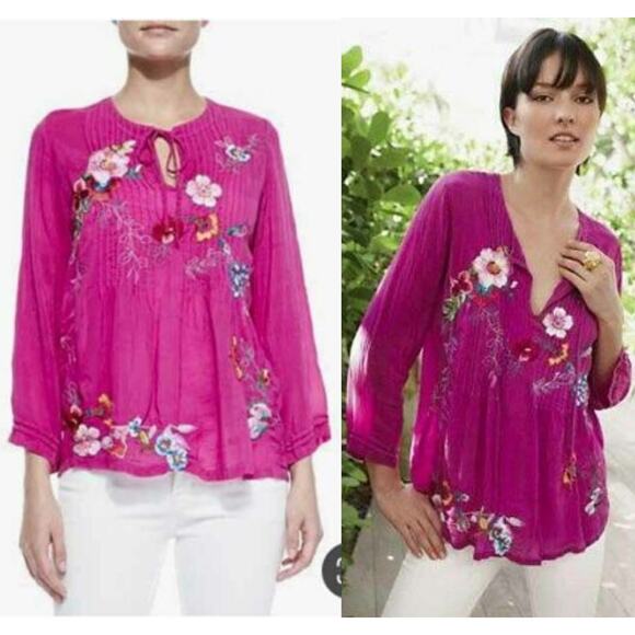 *Damaged* Johnny Was Floral Embroidered Molly Pleated Tunic Plus Size 1X HW6561 - Picture 14 of 14